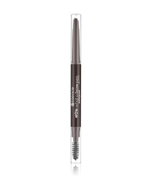 Waterproof brow pen in shade 04, featuring a slim, retractable pencil tip for precise application and a spoolie brush on the opposite end, all in a clear plastic casing.