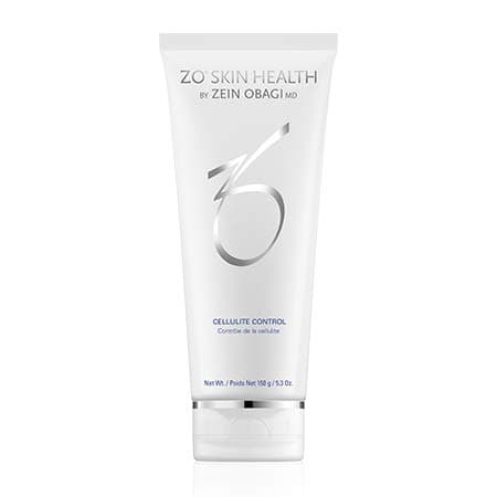 White tube with a sleek design, featuring the ZO Skin Health logo and "Cellulite Control" text, containing 150 g / 5.3 oz of body smoothing cream.