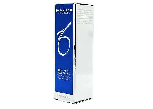 White box with blue accents, featuring the ZO Skin Health logo and product name "Exfoliation Accelerator" prominently displayed, indicating travel size (1 Fl. Oz. / 30 ML).