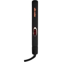 Black Alfa Italia Lustro Titanium Pro straightening iron with digital display and narrow plates.