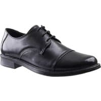 Black leather Amblers Bristol lace-up shoe with cap toe and low heel.