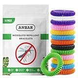 Anbar mosquito repellent bracelets, colorful stretchy coils, 14 pack, in packaging, DEET-free, waterproof.