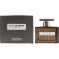 Rectangular bottle of Angel Schlesser Pour Elle Sensuelle Eau De Parfum with ribbed design and matching box.
