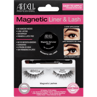 Ardell Magnetic Liner & Lash Kit with black gel liner, application brush, and Demi Wispies lashes in clear packaging.