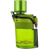 Green Armaf Hunter Jungle Eau De Parfum 100ml bottle with textured wrap and bullet-shaped charm.