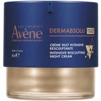 Avène DermAbsolu Night Balm, 40ml, blue lid, clear base, gold text, anti-aging cream.