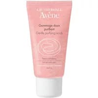 Pink Avène Gentle Purifying Scrub tube, 50ml, with white cap and spiral design on the front.