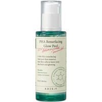 Green Axis Y exfoliating face gel bottle with white pump and label detailing PHA Resurfacing Glow Peel, 50 ml.