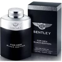 Bentley For Men Black Edition Eau De Parfum, 100ml, sleek black bottle with silver cap and Bentley logo.