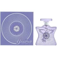 Lavender Bond No 9 perfume bottle with dove design, matching box with circular pattern, 100ml Eau De Parfum.