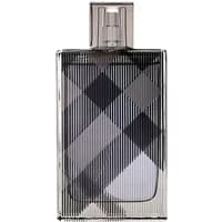 Burberry Brit For Him Eau De Toilette 100ml bottle with plaid pattern and transparent cap.