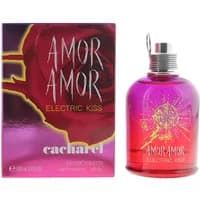 Cacharel Amor Amor Electric Kiss Eau De Toilette 100ml, pink-red gradient bottle with silver cap, rose-themed box.