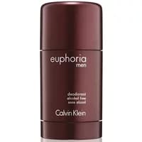 Calvin Klein Euphoria Men deodorant stick, dark brown with white text, 75g size.