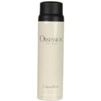 Beige Calvin Klein Obsession For Men body spray can with black cap and minimalist text design.