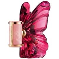 Pink butterfly-shaped Carolina Herrera La Bomba Eau De Parfum bottle with gold accents, 30ml size.