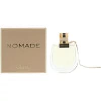Chloé Nomade Eau De Toilette 75ml bottle with gold cap, clear glass, and beige box with black text.