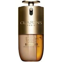 Clarins Double Serum Foundation L6C, 30 ml, gold cap, clear bottle showing dual-chamber liquid.