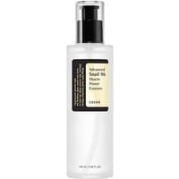 Cosrx Advanced Snail 96 Mucin Power Essence, clear bottle with black pump, white label with black and yellow text.