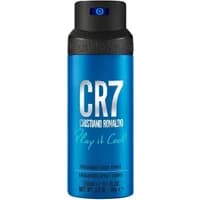 CR7 Play It Cool Body Spray 150ml, blue can with black cap, silver text and Cristiano Ronaldo branding.