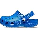 Blue Crocs unisex kids classic clogs with ventilation holes and adjustable heel strap, size 10 UK Child.