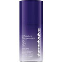 Purple cylindrical Dermalogica Phyto Nature Lifting Eye Cream bottle with white text and logo, 15ml size.