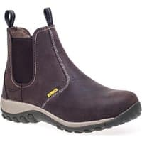 Brown Dewalt RADIALBROWN safety boots, slip-on style with black elastic side panels and rugged black sole, size UK 8.
