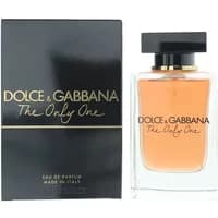 Dolce & Gabbana The Only One Eau De Parfum 100ml bottle with black cap and amber liquid, next to black box.