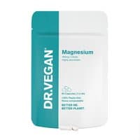 DR.VEGAN Magnesium 60 Capsules in a teal and white resealable pouch with bold branding and supplement details.