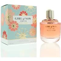 Elie Saab Girl Of Now Forever Eau De Parfum 90ml, pink bottle with gold cap, floral box design.