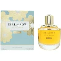 Elie Saab Girl Of Now Shine Eau De Parfum 90ml, clear round bottle with gold cap, floral box design.