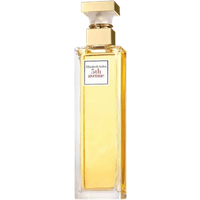 Tall rectangular glass bottle of Elizabeth Arden 5th Avenue Eau de Parfum, 125ml, with gold cap and label.