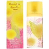 Elizabeth Arden Green Tea Mimosa Eau De Toilette 100ml, yellow cap, floral design with green leaf and pink accents.