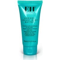 Turquoise tube of Emma Hardie Moringa Luxury Body Butter, 50ml, with black text and EH logo.