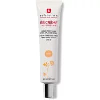 Erborian BB Crème Au Ginseng Dore SPF20, 40ml white tube with red and gold text, floral design.