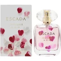 Escada Celebrate N.O.W. Eau De Parfum 50ml, clear bottle with pink heart design, gold cap, matching box.