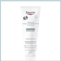Eucerin Atopi Control Balm 400ml, white tube with red cap, blue and black text, Eucerin logo on top.