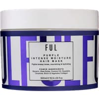 Purple and white FUL hair mask jar, 300ml, with bold purple lettering and ingredient list on the label.