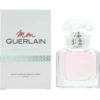 Guerlain Mon Guerlain Sparkling Bouquet Eau De Parfum 30ml, clear bottle with pink liquid and ornate silver cap.