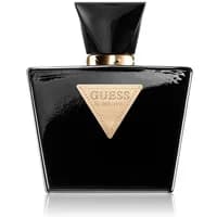 Black Guess Seductive Noir Eau De Toilette 75ml bottle with gold triangle logo and black cap.