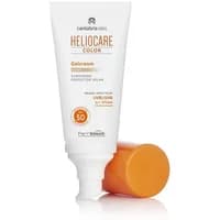 Heliocare Color Gelcream Light SPF50, white tube with orange cap, 50ml, broad spectrum sunscreen.
