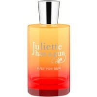 Orange to red gradient perfume bottle with silver cap, labeled "Juliette has a Gun - Lust for Sun Eau de Parfum."
