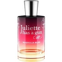 Unisex floral perfume bottle with gradient pink to orange design, silver cap, and "Juliette has a Gun" branding.