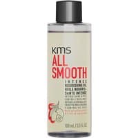 KMS All Smooth Intense Nourishing Oil 100ml, clear bottle with black cap and red text.
