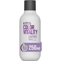 KMS Color Vitality Blonde Conditioner in white bottle with purple text, 250ml size label at bottom.
