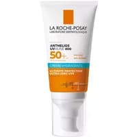 La Roche-Posay Anthelios UVmune 400 Cream SPF50+, white tube, orange label, 50ml, with pump dispenser.