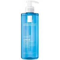 Blue bottle of La Roche-Posay Lipikar Cleansing Gel 400ml with white pump dispenser and white label text.