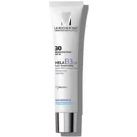 White tube of La Roche-Posay Mela B3 Moisturising Cream SPF30, 40ml, with black text and silver cap.
