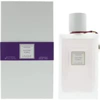 White Lalique Electric Purple Eau De Parfum bottle with purple label and white cap, next to matching box.