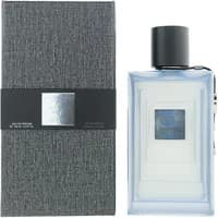Lalique Glorious Indigo Eau De Parfum 100ml, clear rectangular bottle with black cap, textured gray box.
