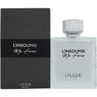 Lalique L'Insoumis Ma Force Eau De Toilette 100ml, clear square bottle with textured cap, black box packaging.